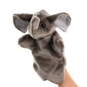 Marioneta <span class=keywords><strong>de</strong></span> elefante <span class=keywords><strong>de</strong></span> peluche rosa con colmillos marrón oscuro, pelo corto gris claro y terciopelo gris oscuro - Product Image 4