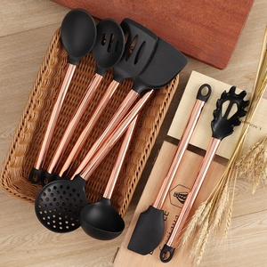 13 Pieces Silicone Cooking Utensils Set Kitchen Tools Stainless Steel Spatula Set with Rose Gold <b>Handle</b> - Product Image 5