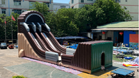 Parc d'aventure commercial gonflable avec toboggan et zipline géant pour location événementielle