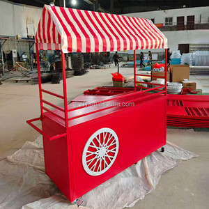 Chariot à bonbons en métal décoratif personnalisé pour parc, rue, <span class=keywords><strong>boutique</strong></span>, décoration de <span class=keywords><strong>mariage</strong></span>, chariot de nourriture mobile sur roues à vendre - Product Image 5