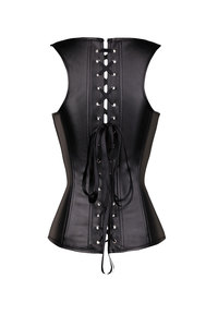 Women's Performance Dress Gothic <strong>Steam</strong> <strong>Punk</strong> Corset Steel Bone Zipper With Buckle Black Bustier - Product Image 4