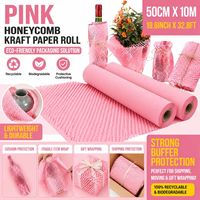 Rouleau de papier nid d'abeille rose biodégradable et écologique, facile à déchirer, matériau d'emballage de protection recyclable, cadre photo personnalisable