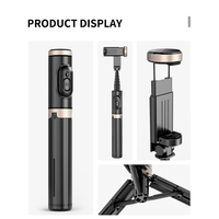 Q12 Perche à selfie sans fil pliable en aluminium, mini trépied invisible pour téléphone avec télécommande flexible détachable