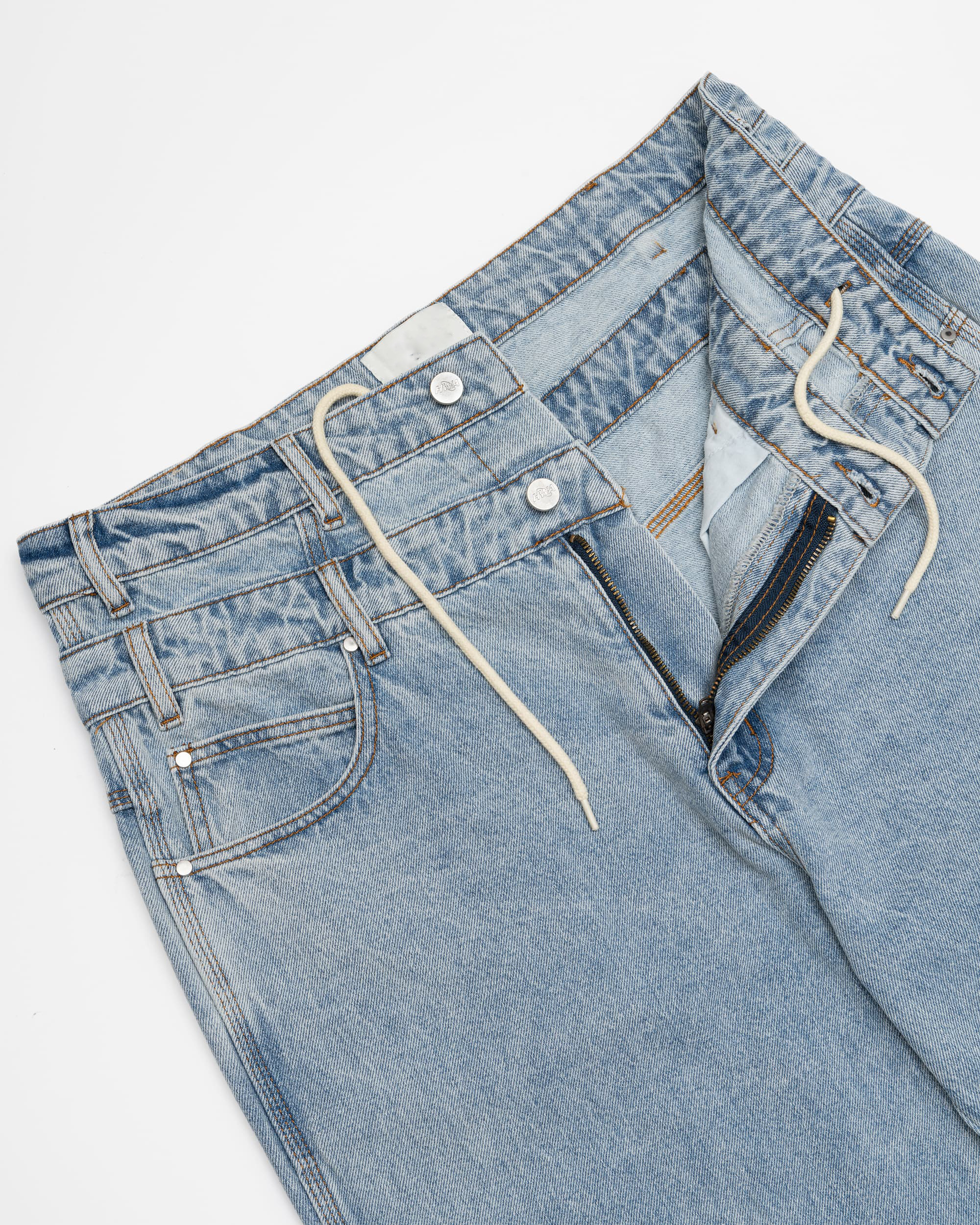 Double Waistband Denim Jean with Drawstring - YLH Men's
