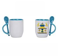 Tasse à café vierge Sublimation 11oz, en céramique deux tons avec cuillère, haute qualité
