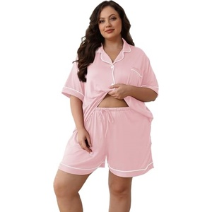 Conjunto de Pijama Corto de Manga Corta para Mujer, Textura Premium Minimalista, Ropa de Dormir Holgada, Personalizable - Product Image 4