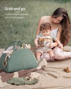 QJMAX nueva versión algodón cuerda pañal Caddy cesta de almacenamiento esencial bolsa de almacenamiento <span class=keywords><strong>para</strong></span> recién <span class=keywords><strong>nacidos</strong></span> - Product Image 5