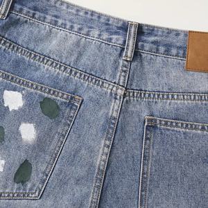 Pantalones Vaqueros Pintados para Hombre - Diseño Artístico de Pierna Ancha con Lavado Retro, Adecuados para Ropa Urbana y Tendencias de Moda de Estilo Artístico - Product Image 4