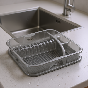 ที่คว่ำจาน ROTHO สำหรับอ่างล้างจานทรงเรขาคณิต ชุด 3 ชิ้น พร้อมชั้นวางระบายน้ำและที่ใส่ช้อนส้อม - Product Image 3