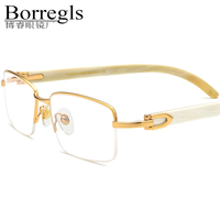 Gafas Borregls de cuerno de búfalo para hombre, monturas cuadradas de diseñador de marca, gafas de lujo para mujer, monturas ópticas 8101027
