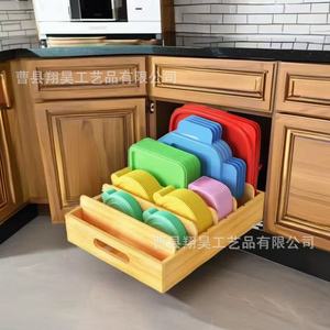 Wooden <b>Kitchen</b> Dish Rack With Detachable Compartments Bamboo Utensil <b>Storage</b> <b>Box</b> Drawer Organizer For Cabinet - Product Image 2