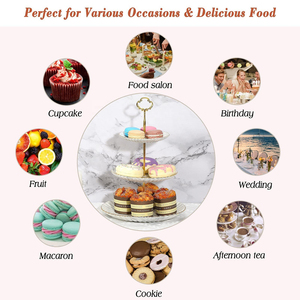 Tivray Custom <strong>3</strong> <strong>Tier</strong> Ceramic Wedding <strong>Dessert</strong> Fruit Snack Cupcake Cake Marble Elegant <strong>Dessert</strong> Stand for Tea Party Serving Platter - Product Image 3