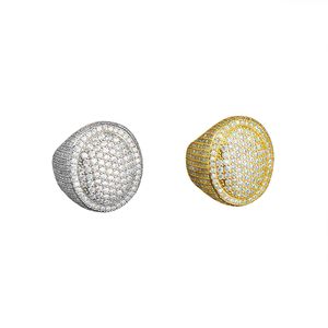 Hip Hop Egg Shape <b>Ring</b> Micro Pave Zircon Full Diamond Unisex Fashion Jewelry Party <b>Statement</b> <b>Ring</b> Gold Silver Rose Gold - Product Image 4