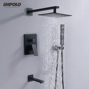 Badezimmer quadratisch matt schwarz Einhand Wand Dusche Wasserhahn billig Regen kopf Umlenk system versteckte Bad Dusche Wasserhahn Set