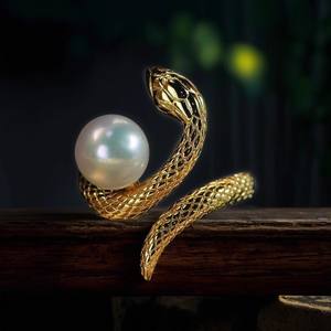 10573DIY Accessoires en perles Anneau en argent S925 vide pour perles rondes de 8-9 mm avec cache, apprêts et composants de bijoux en argent - Product Image 1