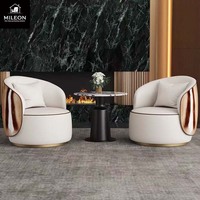 Fauteuil d'appoint de luxe en cuir véritable et fourrure animale, patchwork, pour salon de villa