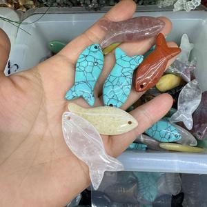 Pendentif Poisson en <span class=keywords><strong>Opale</strong></span> Aventurine Verte Naturelle, Petit Charme en <span class=keywords><strong>Pierre</strong></span> pour Fabrication de Bijoux DIY, Vente en Gros - Product Image 1