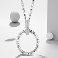 S925 bijoux en argent pur rétro lumière luxe torsion anneau pendentif collier bijoux haut de gamme personnalisé fabricant en gros