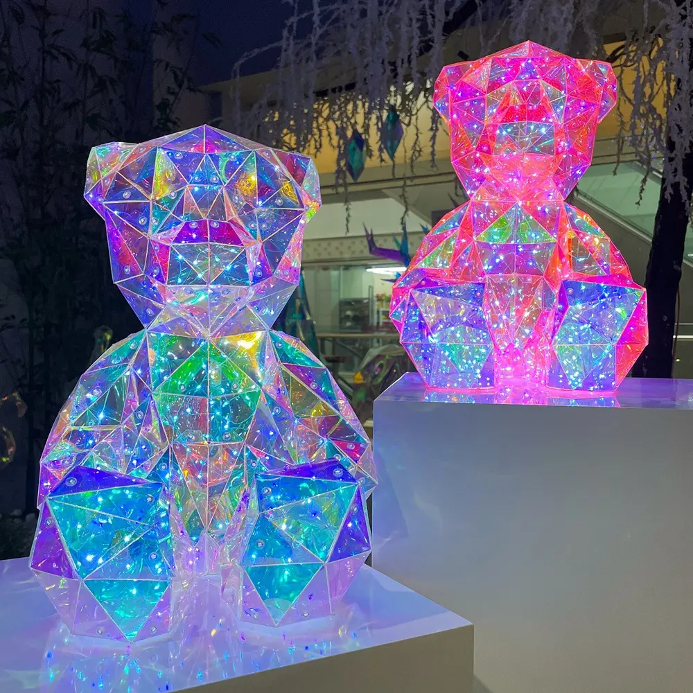 Trending Products Teddy Bear Led Light 2023 Valentines Gift New Arrivals Film Pvc Colorful Glowing Bear For Birthday Home Decor