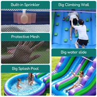 Toboggan aquatique gonflable commercial en PVC pour jardin, fête en plein air, toboggan gonflable sec et humide avec piscine à jets d'eau pour adultes et enfants