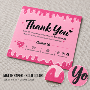 Cartes de remerciement mignonnes et tendance, impression recto-verso avec <span class=keywords><strong>code</strong></span> de bon de réduction et informations sur les réseaux sociaux pour l'emballage de la marque - Product Image 4