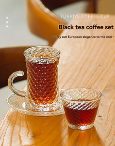 Ensemble tasse et soucoupe à café en verre turc, moderne, simple, écologique, transparent, petit, pour la maison, exquis, créatif, luxe léger - Product Image 2
