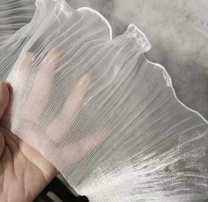 13cm <span class=keywords><strong>Organza</strong></span> trasparente brillante grande onda pizzo volant pieghettato tridimensionale per accessori abito da sposa tessuto di design - Product Image 2