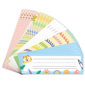 Autocollants inscriptibles personnalisés Plaques d'identification de bureau 25PCS Cartes de rentrée des étudiants en papier couché pour la salle de classe Cartes nominatives de bureau Autocollants - Product Image 1