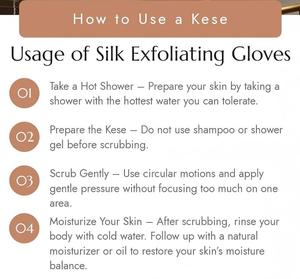 Gant exfoliant pour le corps et le visage en soie naturelle avec gant exfoliant pour le bain, lavage du corps, nettoyant pour le corps - Product Image 4