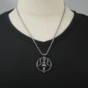 Collier avec pendentif animal en acier inoxydable, design géométrique argenté, bijoux de mode pour hommes, chaîne de 3.0*60cm, 24094 - Product Image 3