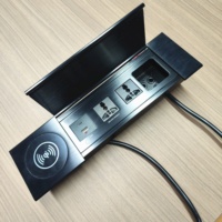 Prise de courant universelle escamotable encastrée pour bureau avec chargeur sans fil USB-C PD20W et passe-câble