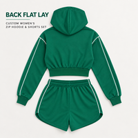 Ensemble personnalisé pour femme : sweat à capuche zippé à manches longues et short à taille élastique pour tenue décontractée quotidienne