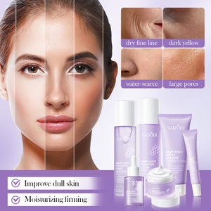 Etiqueta privada SADOER Semillas de uva Juego de cuidado facial Suave Traje de 6 piezas Caja de regalo hidratante facial hidratante para mujeres - Product Image 4