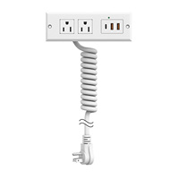 Toma de corriente montada al ras de 20W de alta calidad, mesita de noche ABS, enchufe oculto, salida de cajón para muebles, Cable de resorte de 125V