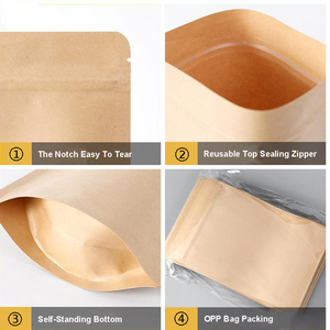 40g pencere Stand up Kraft fermuar kilitli çanta torba özel 100% biyobozunur mısır nişastası Compostable Zip Kraft kağıt poşet ambalaj - Product Image 5