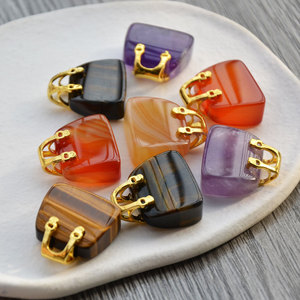 Amuletos de Piedra de Cristal Natural de 20 mm o Más, Colgante de Amatista, Ágata y Ojo de Tigre, Joyería Decorativa para Uso Diario - Product Image 4