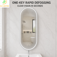 Miroir de salle de bain LED en forme de pilule à éclairage frontal 35x70cm, cadre métallique large, anti-buée, intensité réglable, IP44, miroir de vanité pour hôtel par Joystar