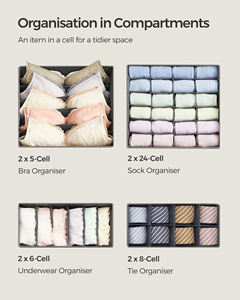 SONGMICS Drawer Organizer Kleider schrank Organizer BH Unterwäsche Socken Krawatten Faltbare Stoff boxen Unterwäsche Aufbewahrung boxen - Product Image 2