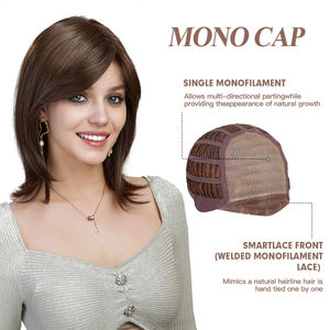 Brun foncé <span class=keywords><strong>Futura</strong></span> 4x4 MONO Lace Front Wig Look MONO Perruque Longue Ligne Droite Brun Perruque - Product Image 1