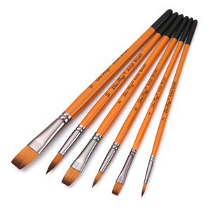 Lot de 6 pinceaux professionnels pour artistes, à pointe plate et angulaire, pour peinture acrylique, huile, <span class=keywords><strong>aquarelle</strong></span>, gouache, poils en nylon - Product Image 1