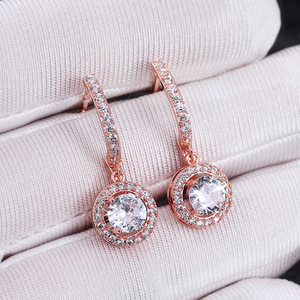 <strong>Hoops</strong> 6.5mm D Color Moissanite Dangle Real Drop Earrings Silver 925 <strong>Rose</strong> Yellow <strong>Gold</strong> Plated Jewelry for Women - Product Image 4
