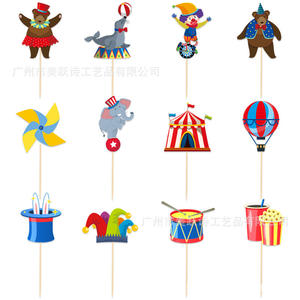 Venta al por Mayor de Adornos para Pasteles de Fiesta de Cumpleaños de Carnaval, Decoraciones para Pasteles con Temática de <span class=keywords><strong>Circo</strong></span>, Mini Banderas - Product Image 3