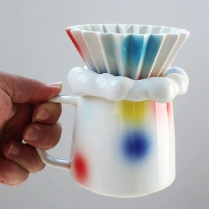 Farbige Keramik hand gestanzte <span class=keywords><strong>Origam</strong></span> Office und Home Coffee V-förmige Kaffee maschine Kaffeefilter Tasse - Product Image 2