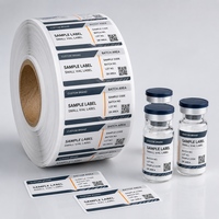 Étiquettes personnalisées en rouleau pour petits flacons de peptides, autocollants imperméables pour bouteilles, pour l'emballage d'échantillons, service d'impression QR code et de lots OEM