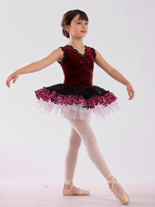 Trajes <span class=keywords><strong>de</strong></span> Ballet <span class=keywords><strong>de</strong></span> Tul con Encaje Negro y Estampado <span class=keywords><strong>de</strong></span> Terciopelo Borgoña, Nuevos Diseños <span class=keywords><strong>de</strong></span> Anna Shi - Product Image 1