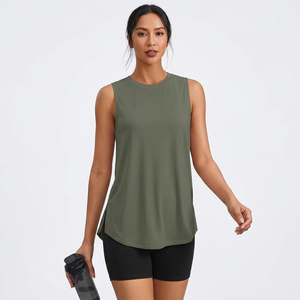 Camiseta sin mangas informal para mujer, de algodón elástico, ecológica, de secado rápido, cuello redondo, 180g, suave y transpirable para verano - Product Image 1