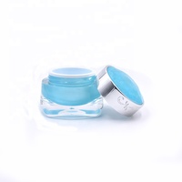 Bouchon en forme de diamant bleu bébé Emballage cosmétique soin de la peau 50g Pot de crème vide en acrylique à double paroi avec bouchon à vis imprimé en soie