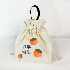 Wholesale Original Fashion Drawstring Bucket Handbag Custom Printed Cotton Canvas <b>Tote</b> <b>Bag</b> Cartoon Folding for <b>Lunch</b> Box Storage - Product Image 3