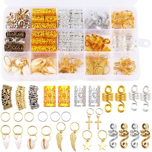 Bijoux personnalisés, anneaux en aluminium creux pour coiffure, accessoires de perruque, tresse, ensemble de tressage de cheveux, à faire soi-même, pièces - Product Image 1