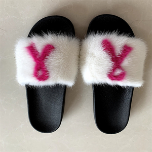 Pantofole in pelliccia di <span class=keywords><strong>visone</strong></span> eleganti e confortevoli di nuovo stile scivolano cc mummy and me - Product Image 1